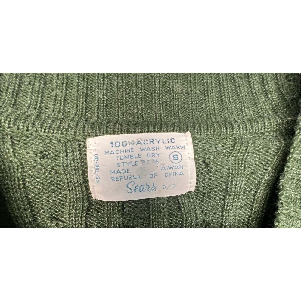 Vintage Sears Forrest Green Button Up Cardigan With Belt - Picture 2 of 3